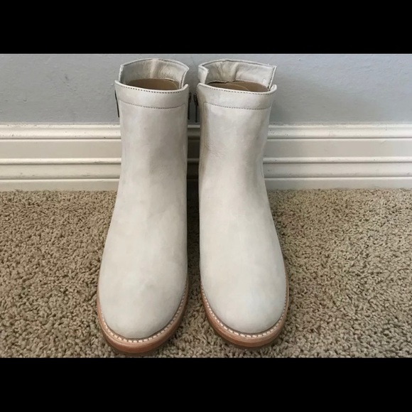 FRYE Natalie Double Zip Ivory Leather Flat Boots - Picture 2 of 5
